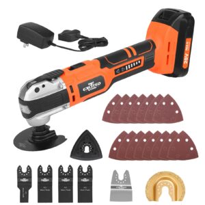 20v cordless oscillating tool kits, lazyland brushless oscillating multitool with 6-variable speed, battery and accessories for cutting, grinding, scraping, sanding