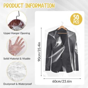 GGSTDDUP 50 Pcs Dry Cleaning Bag, 60 x 90 cm Clear Garment Bags Plastic Garment Bags for Clothes Storage for Skirt Coat Suit Shirt Jacket