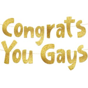 congrats you gays lesbian bachelorette and gay bachelor party engayged banner – lgbtq decorations for bride and groom – pride – gay wedding