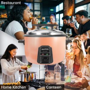 Wantjoin Rice Cooker - 42 Cups (Cooked) with Removable Non-Stick Bowl, 10L/10.56QT Commercial Stainless Rice Cooker with Keep Warm Function for Party, Family, Brown