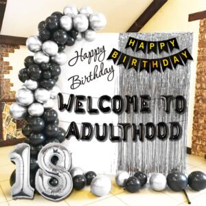 Welcome To Adulting 18th Birthday Banner 18th Birthday Banner Happy 18th Birthday Party Decorations 18 Years Party Supplies Sign for Girls Boys