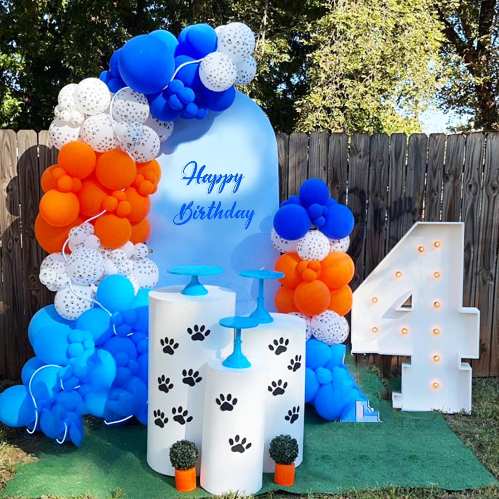 Dog Paw Balloons,12 Inchs Orange and Blue Balloons with Doghand Balloons for Birthday Baby Shower Company Events Wedding Bridal Shower Party Decoration