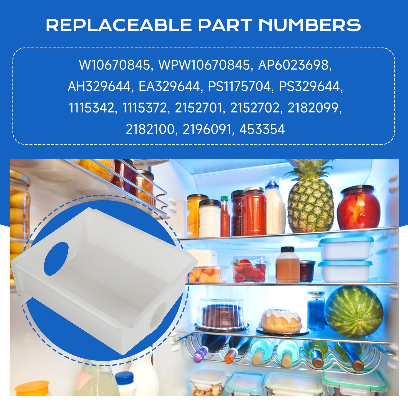 ➋⓿➋➍ ɴᴇᴡ 𝐔𝐩𝐠𝐫𝐚𝐝𝐞𝐝 WPW10670845, W10670845 Refrigerator Ice Bucket for Whirlpool, kitchenaid, Kenmore, Amana Refrigerators Etc.Replaces 2196091,1115342,1115372, W10670845 Etc,1 Year Warranty