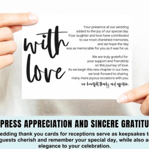 Paper Clever Party Elegant Black & White Wedding Thank You Cards for Guests (25 Pack) - Reception Table Favors or Bridal Centerpieces, Love & Gratitude, 4x6 Set