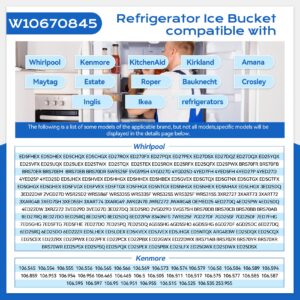 ➋⓿➋➍ ɴᴇᴡ 𝐔𝐩𝐠𝐫𝐚𝐝𝐞𝐝 WPW10670845, W10670845 Refrigerator Ice Bucket for Whirlpool, kitchenaid, Kenmore, Amana Refrigerators Etc.Replaces 2196091,1115342,1115372, W10670845 Etc,1 Year Warranty