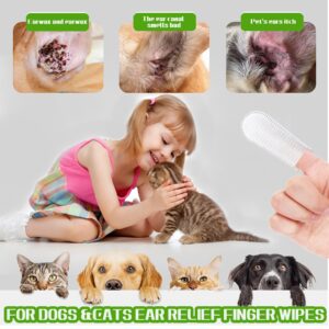 RosyLife PET Ear Cleaner Finger Wipes, Ear Finger Wipes, Ear Cleaning Finger Wipes for Dogs & Cats, Gently Removes Dirt & Odor, Dissolves Wax Build-Up, Easy to Use, Natural Ingredients - 55 Count