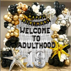 Welcome To Adulting 18th Birthday Banner 18th Birthday Banner Happy 18th Birthday Party Decorations 18 Years Party Supplies Sign for Girls Boys