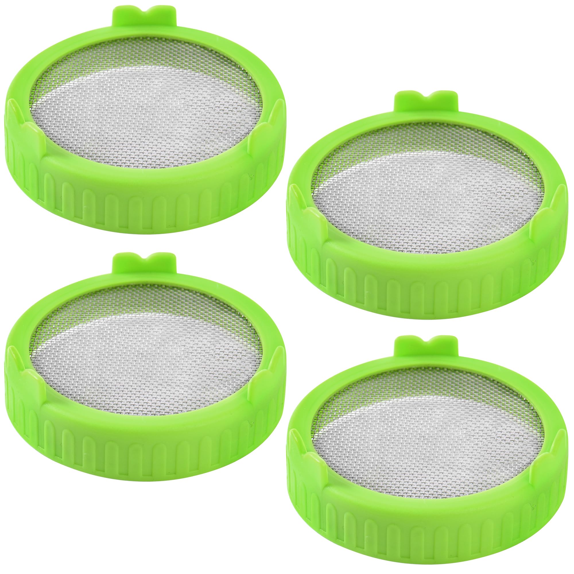 Sprouting Lids, Removable Stainless Mesh Screen Lids for 86mm Wide Mouth Mason Jar micro greens growing kits Suit for Grow Bean Sprouts, Alfalfa, Salad Sprouts, Lentil(Green) (4PCS)