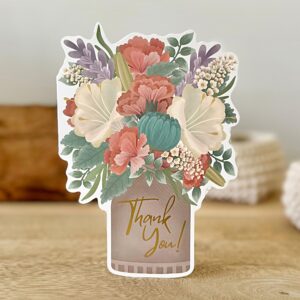 Floral Thank You Cards - 24 Cards With Envelopes - Unique Shape Perfect for Birthdays, Holidays, Weddings, Graduations - 5 x 7 Inches