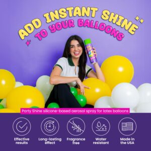 Party Shine Balloon Shine Spray, Silicone Spray for Latex Balloons, Balloon Spray Shine, Waterproof, Fragrance-free and Less Slippery Formula, Perfect for Balloon Décor, Parties, Events, 13oz (1 Pack)