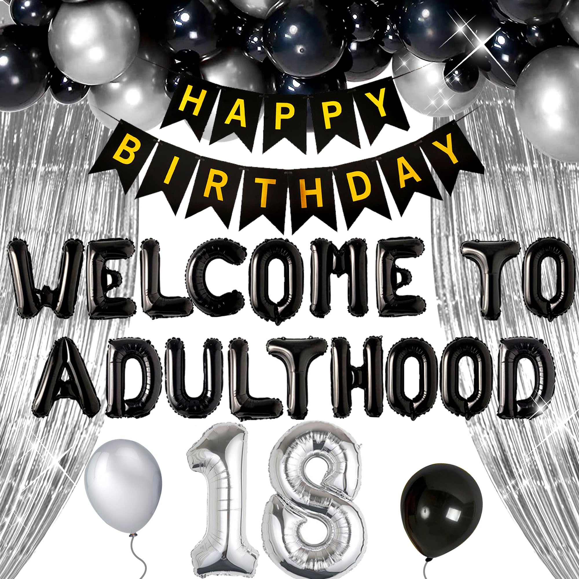 Welcome To Adulting 18th Birthday Banner 18th Birthday Banner Happy 18th Birthday Party Decorations 18 Years Party Supplies Sign for Girls Boys