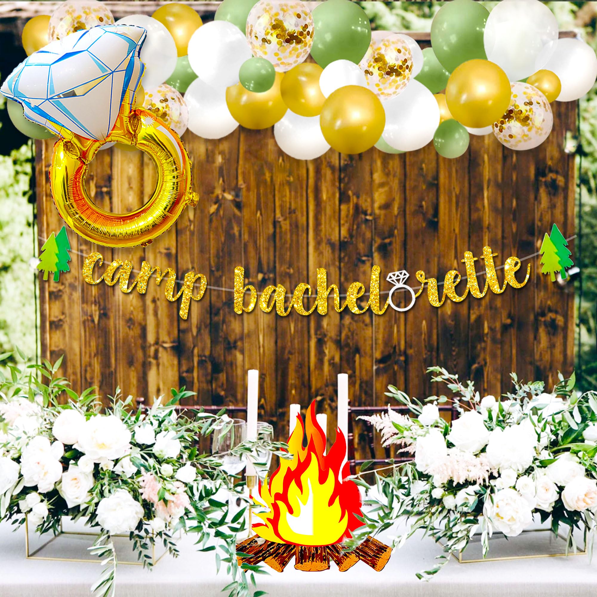 23 PCS Camp Bachelorette Decorations Balloons Banner Camping Bachelorette Banner for Mountain Camp Bachelorette Bridal Shower Wedding Engagement