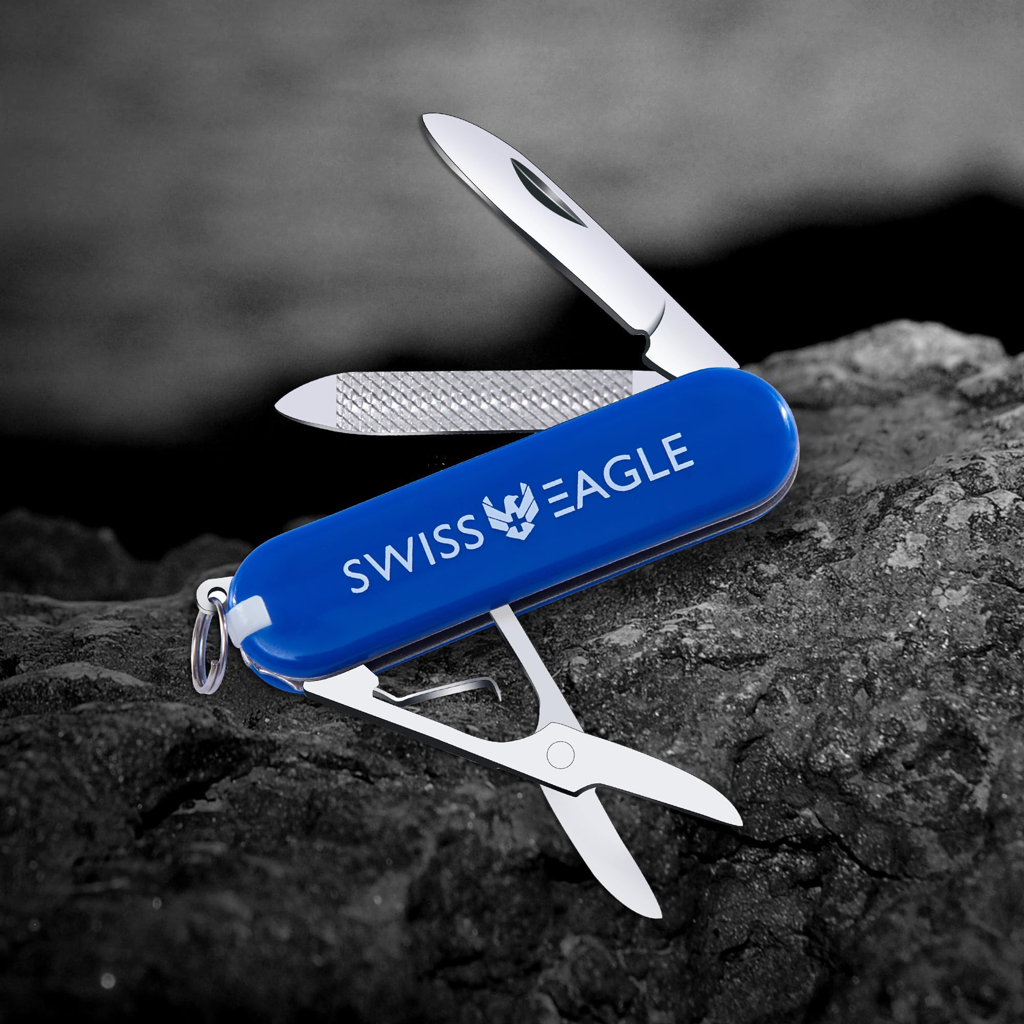 Swiss Eagle Premium Quality Classic Multi-Tool Army Knife - Compact - Tools In Your Pocket - Blue