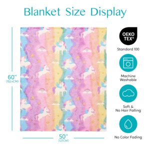 Joiedomi Glow in The Dark Blanket - Unicorns Gifts for Girls Age 2 3 4 5 6 7 8 9 10 11 12 Year Old - Soft Cozy Flannel Kids Throw Blanket - Birthday Bedroom Decor 50"×60"