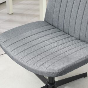 HOMCOM Wide Office Chair, Armless Office Desk Chair, Computer Fabric Vanity Chair with Adjustable Height, Gray