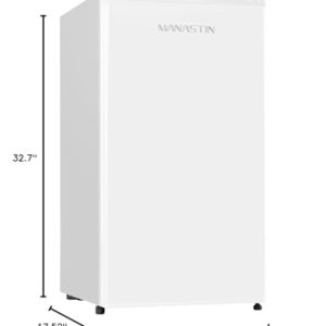 Manastin 3.2 Cu.Ft Mini Fridge with Freezer, Single Door Mini Fridge, Adjustable Thermostat, Energy Saving Mini Refrigerator for Bedroom, Office, Dorm (White, 3.2 Cu.ft)