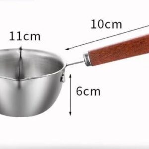 Mini Milk Warmer Pot Stainless Steel Milk Warmer for Coffee, Small Saucepan Heating Cookware Soup Wamer Pan with Heat Resistand Wooden Handle (300ml)