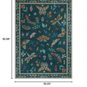 Lahome Insect Print 5x7 Area Rugs for Living Room, Soft Washable Rugs for Bedroom Ultra-Thin Non Slip Modern Rug, Stain Resistant Throw Rug Carpet for Office Nursery Dining Room(5'x7',Dark Green)