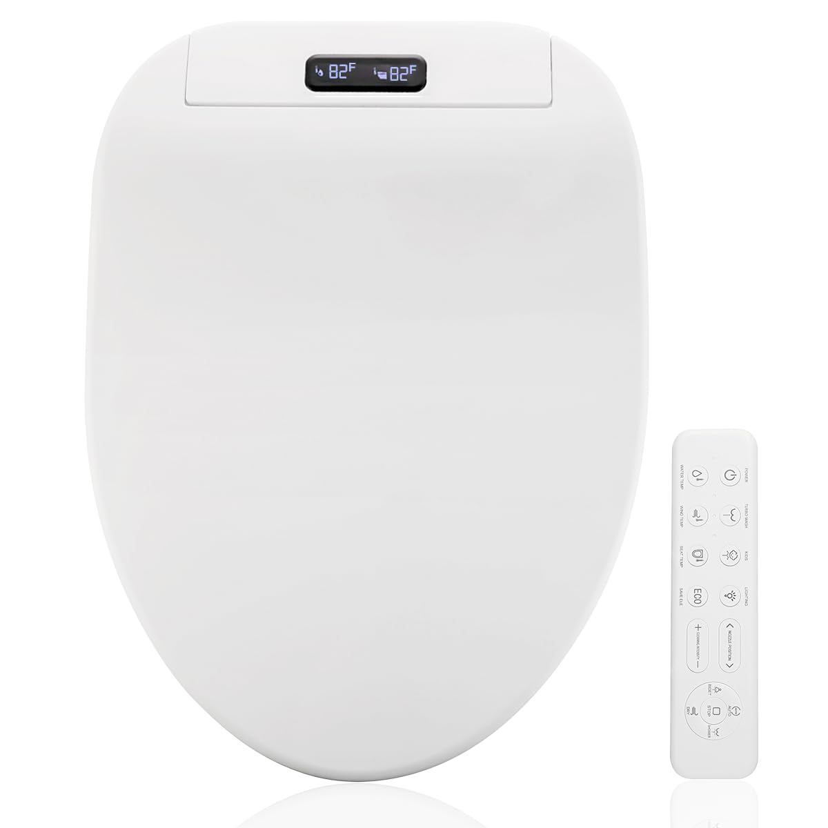 GenieBidet Electric Heated Smart Bidet. Unlimited Warm Water-Self Cleaning-Heated Seat-Elongated-Wireless Remote Control-Convenient Nightlight-Oscillating Wash. USA Customer Support/Service. (EB4000e)