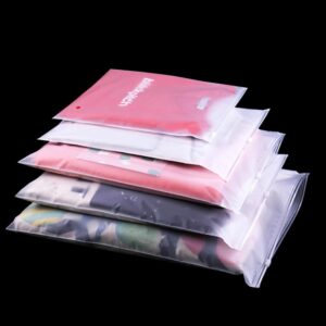 keoferlo 25pcs frosted zipper bags clothes packaging travel bags reusable waterproof plastic storage pouch for clothing vacation hike