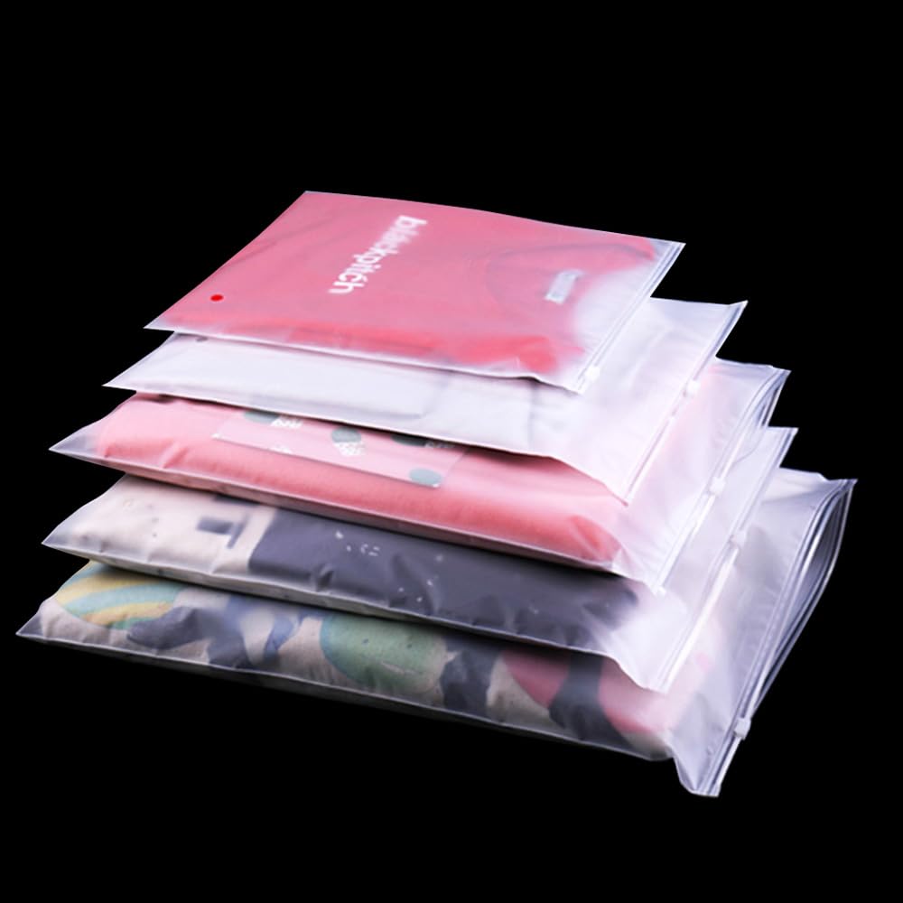 Keoferlo 25Pcs Frosted Zipper Bags Clothes Packaging Travel Bags Reusable Waterproof Plastic Storage Pouch for Clothing Vacation Hike