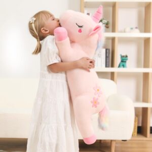 32inch Cute Giant Pink Unicorn Plush, Jumbo Soft Body Pillow Pet, Large Rainbow Unicorn Stuffed Animals Toy, Big Doll for Kids Girls and Boys Halloween, Christmas, Thanksgiving, Birthdays Gifts