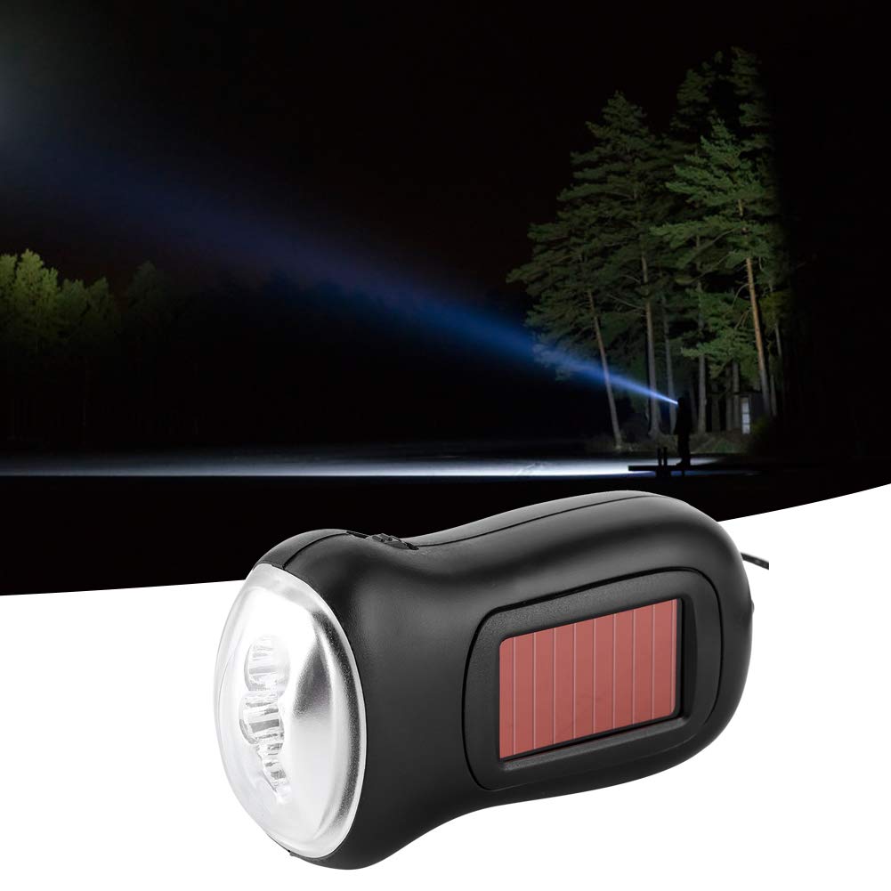 Hand Crank, Solar Powered Rechargeable Flashlight LED Dynamo Torch Emergency Supplies High Energy Conversion Portable Bright Flashlights for Home Lighting