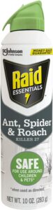 raid essentials ant spider, and roach killer aerosol spray, child & pet safe, kills insects quickly, 10 ounce