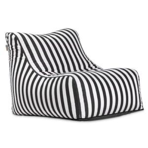 Jaxx Ponce Outdoor Bean Bag Chair - Weather Resistant Patio and Poolside Lounge Seating, Black & White Stripes