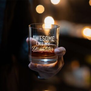 MINIVINE Gifts for Dad from Daughter - Christmas Gifts for Dad - Funny Gifts for Dads, Dad Gifts, Best Dad Birthday Gift, 10oz Whiskey Rock Glass (Awesome Like My Daughter)