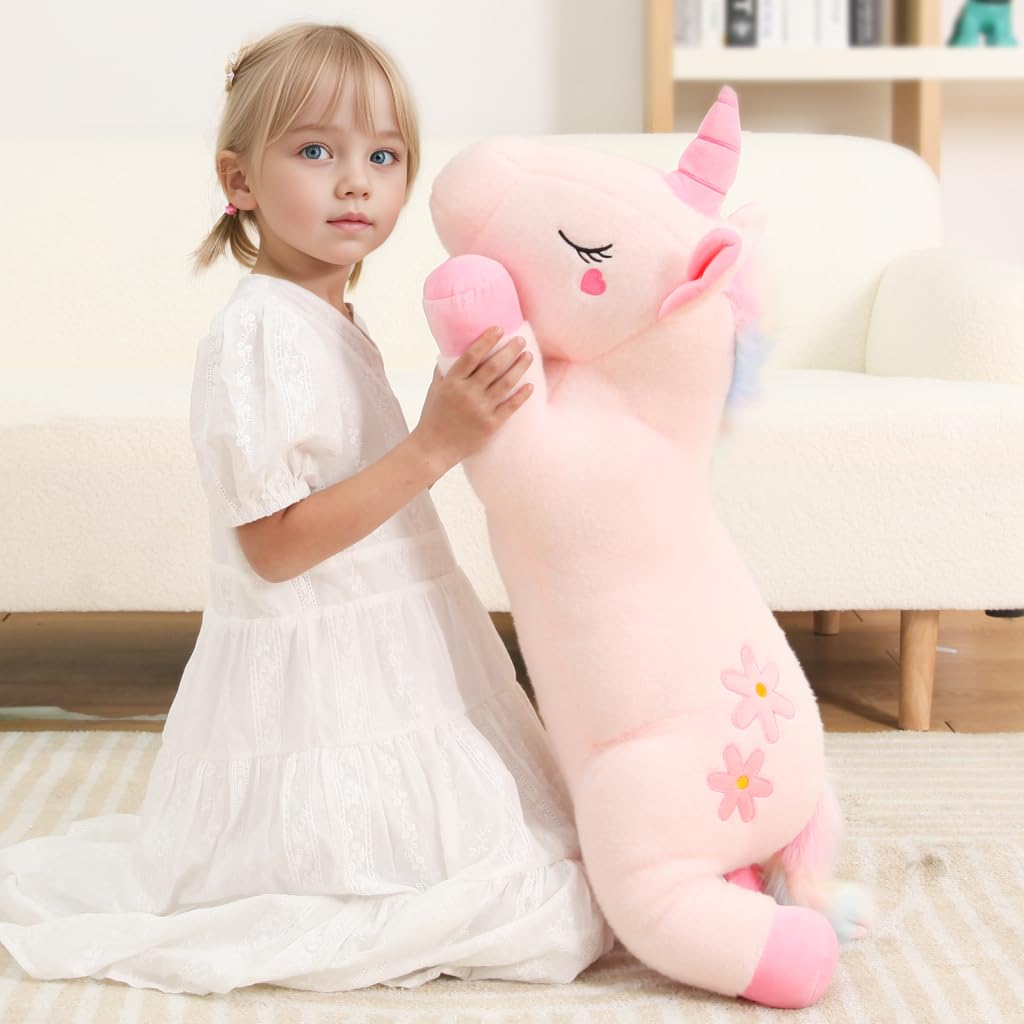 32inch Cute Giant Pink Unicorn Plush, Jumbo Soft Body Pillow Pet, Large Rainbow Unicorn Stuffed Animals Toy, Big Doll for Kids Girls and Boys Halloween, Christmas, Thanksgiving, Birthdays Gifts