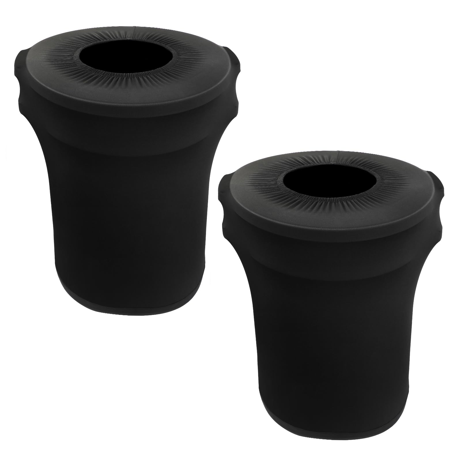 JUXYES 32 Gallon Outdoor Stretch Trash Can Covers for Banquets Wedding, Black Spandex Waste Container Cover Decorative Cover for Outside Household Kitchen Bin, Hide The Ugly Garbage Cans, Pack of 2