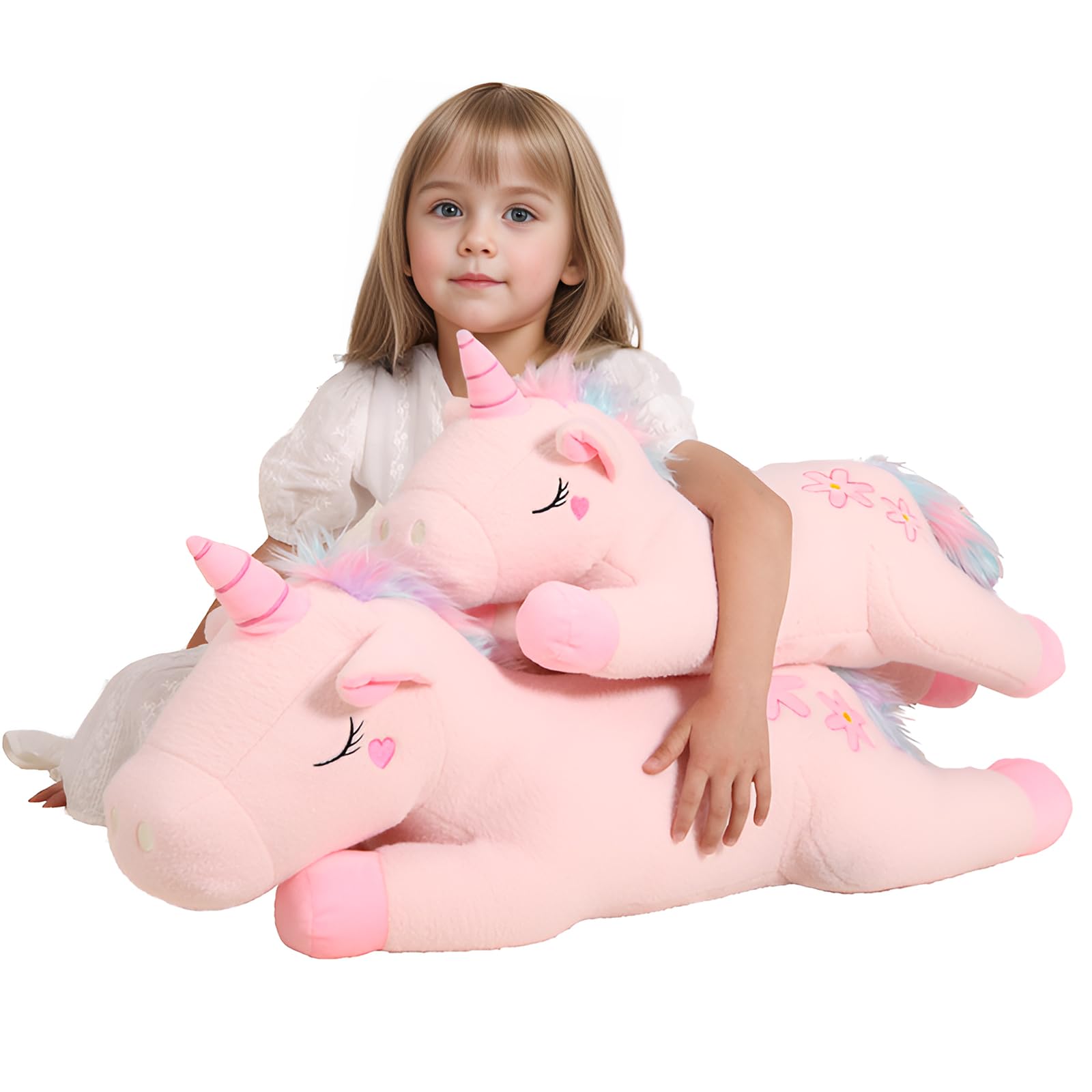 32inch Cute Giant Pink Unicorn Plush, Jumbo Soft Body Pillow Pet, Large Rainbow Unicorn Stuffed Animals Toy, Big Doll for Kids Girls and Boys Halloween, Christmas, Thanksgiving, Birthdays Gifts