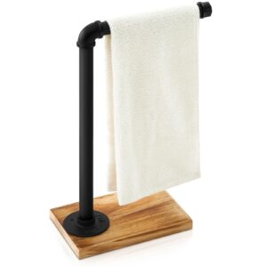 juexica hand towel holder stand 15 inch farmhouse towel holder towel racks hand towel stand with heavy base for bathroom kitchen countertop desktop standing, black (l style)