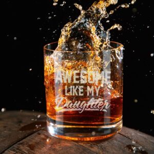 MINIVINE Gifts for Dad from Daughter - Christmas Gifts for Dad - Funny Gifts for Dads, Dad Gifts, Best Dad Birthday Gift, 10oz Whiskey Rock Glass (Awesome Like My Daughter)