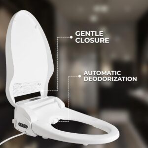 GenieBidet Electric Heated Smart Bidet. Unlimited Warm Water-Self Cleaning-Heated Seat-Elongated-Wireless Remote Control-Convenient Nightlight-Oscillating Wash. USA Customer Support/Service. (EB4000e)