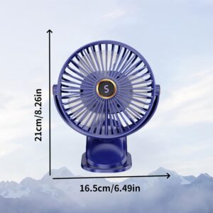 AbuDodo Portable Clip on Fan with LED Light, Digital Display, Quiet, 5-Speed Rechargeable Mini Table Fan, 360° Rotation: Personal Cooling Device for Home, Office, Stroller, Camping, Outdoor - Blue