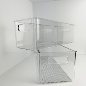 Orderly Elegance Clear Plastic Organizer Bin 16in (L) x 6in (W) x 5in (H) 2 pack