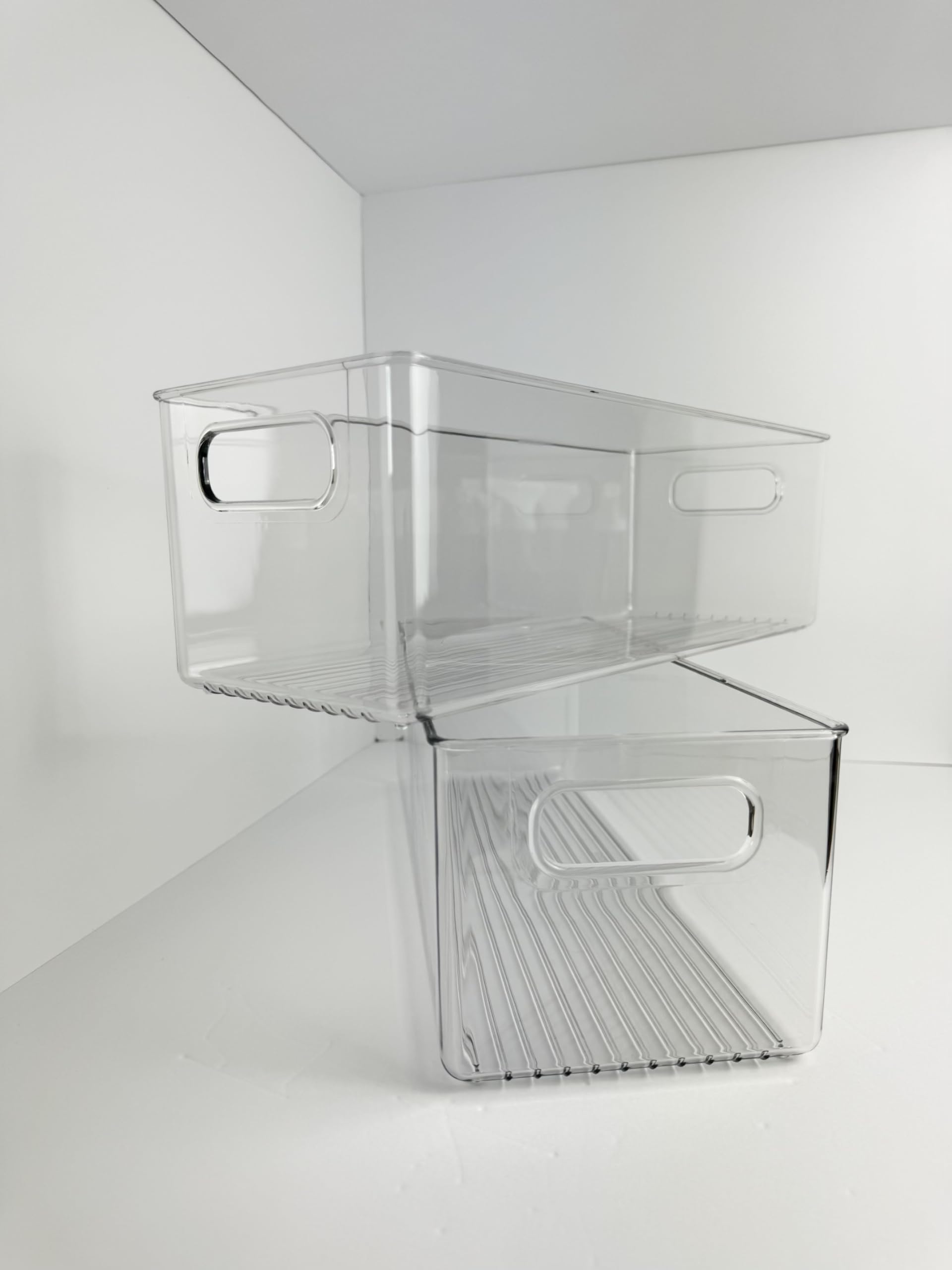 Orderly Elegance Clear Plastic Organizer Bin 16in (L) x 6in (W) x 5in (H) 2 pack