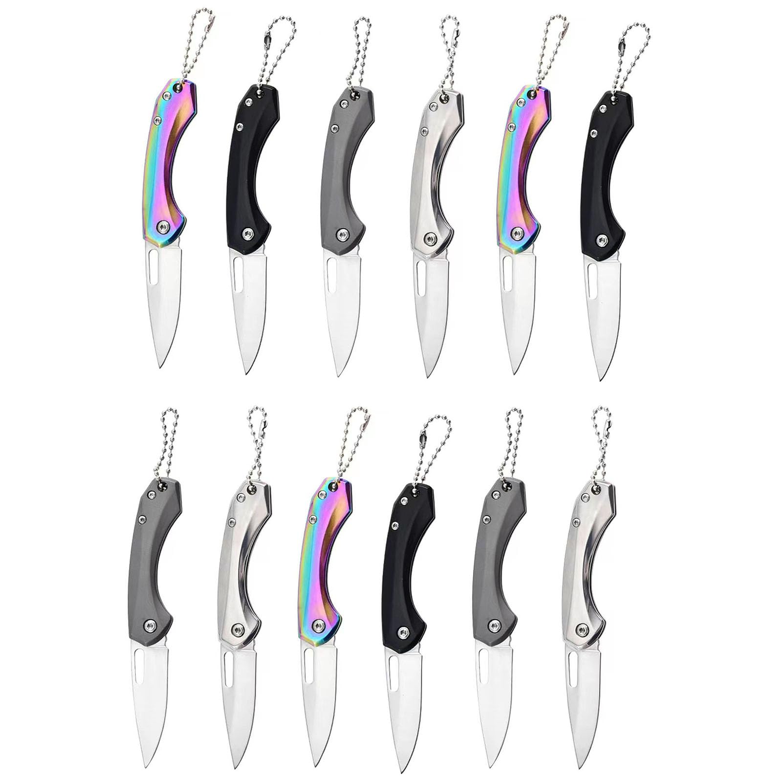 FEIZII Foldable Pocket Knife Camping Blade With a Length of 2.4 Inches and 4 Colors (Black, Silver, Gray, Rainbow), The Best Gift Choice (12)