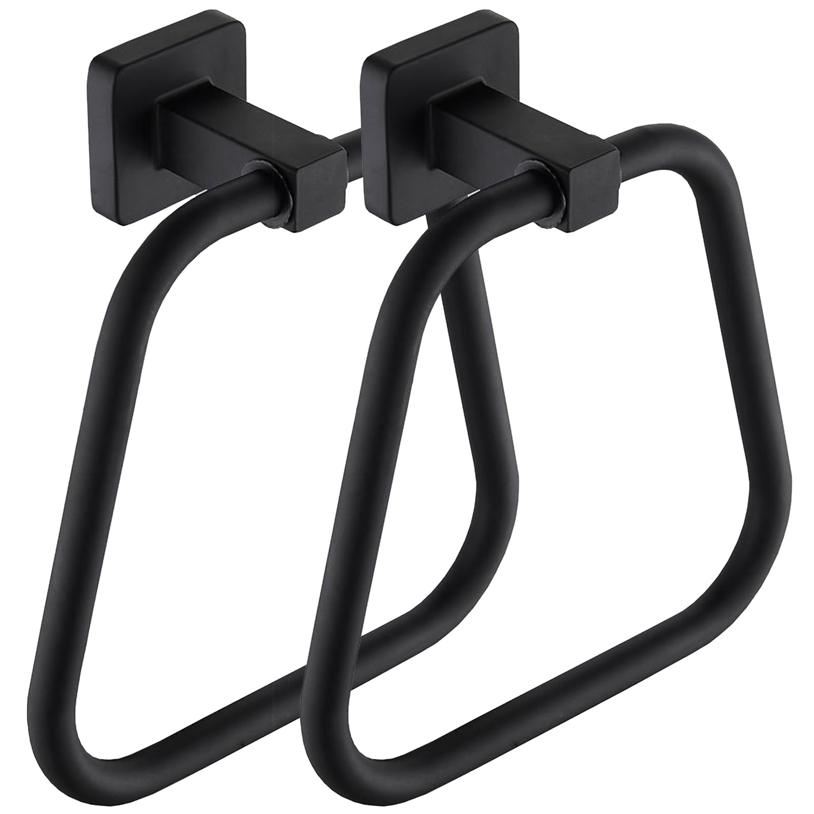 Generic 2PCS Matte Black Towel Ring, Hand Towel Holder for Bathroom Wall Mounted, Bathroom Holder Towel-Racks, Bathroom Hardware Simple Towel Hanger Stainless Steel