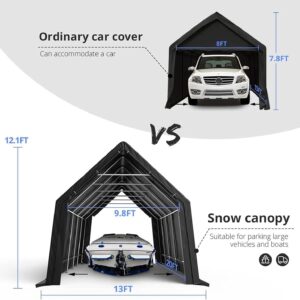 KING BIRD 13' x 20' Heavy Duty Carport Anti-Snow Carport, Full-Size Truck, Outdoor Storage Shelter Shed Instant Garage Car Canopy with Reinforced Ground Bars