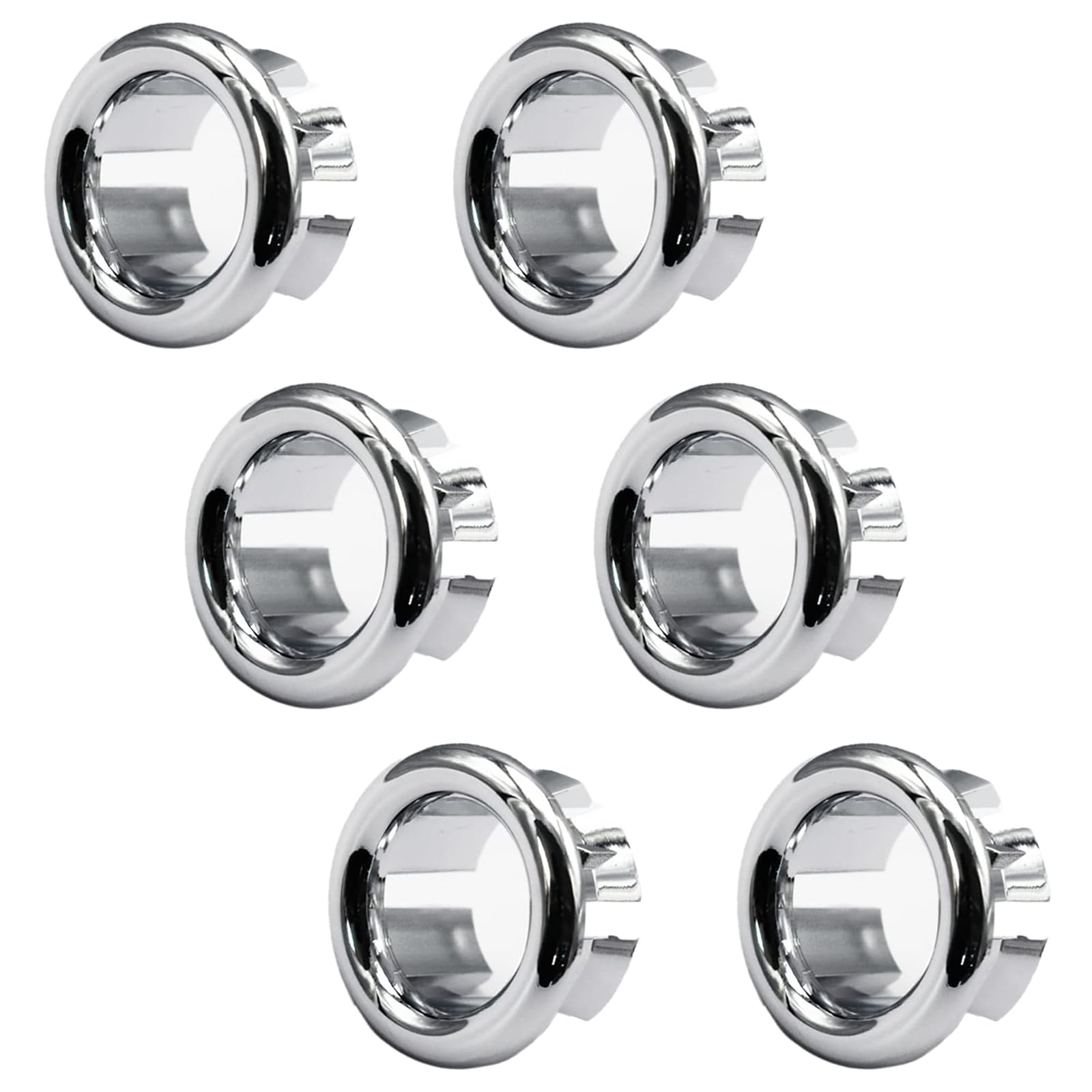 6 Pack Overflow Drain Cover, Sink Overflow Ring, Kitchen Bathroom Sink Hole Round Overflow Cover,Kitchen Bathroom Basin Trim Bath Chrome Overflow Cover Rings Insert Cap