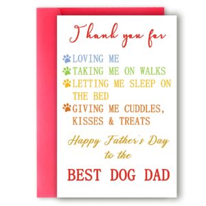 ziwenhu funny father's day card, best dog dad, dog dad card, pawther's day card, happy father’s day thank you card for dog dad, fathers day idea, dog dad gifts from dog