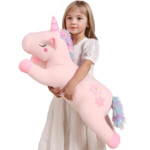 32inch Cute Giant Pink Unicorn Plush, Jumbo Soft Body Pillow Pet, Large Rainbow Unicorn Stuffed Animals Toy, Big Doll for Kids Girls and Boys Halloween, Christmas, Thanksgiving, Birthdays Gifts