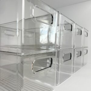 Orderly Elegance Clear Plastic Organizer Bin 16in (L) x 6in (W) x 5in (H) 8 pack