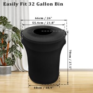 JUXYES 32 Gallon Outdoor Stretch Trash Can Covers for Banquets Wedding, Black Spandex Waste Container Cover Decorative Cover for Outside Household Kitchen Bin, Hide The Ugly Garbage Cans, Pack of 2