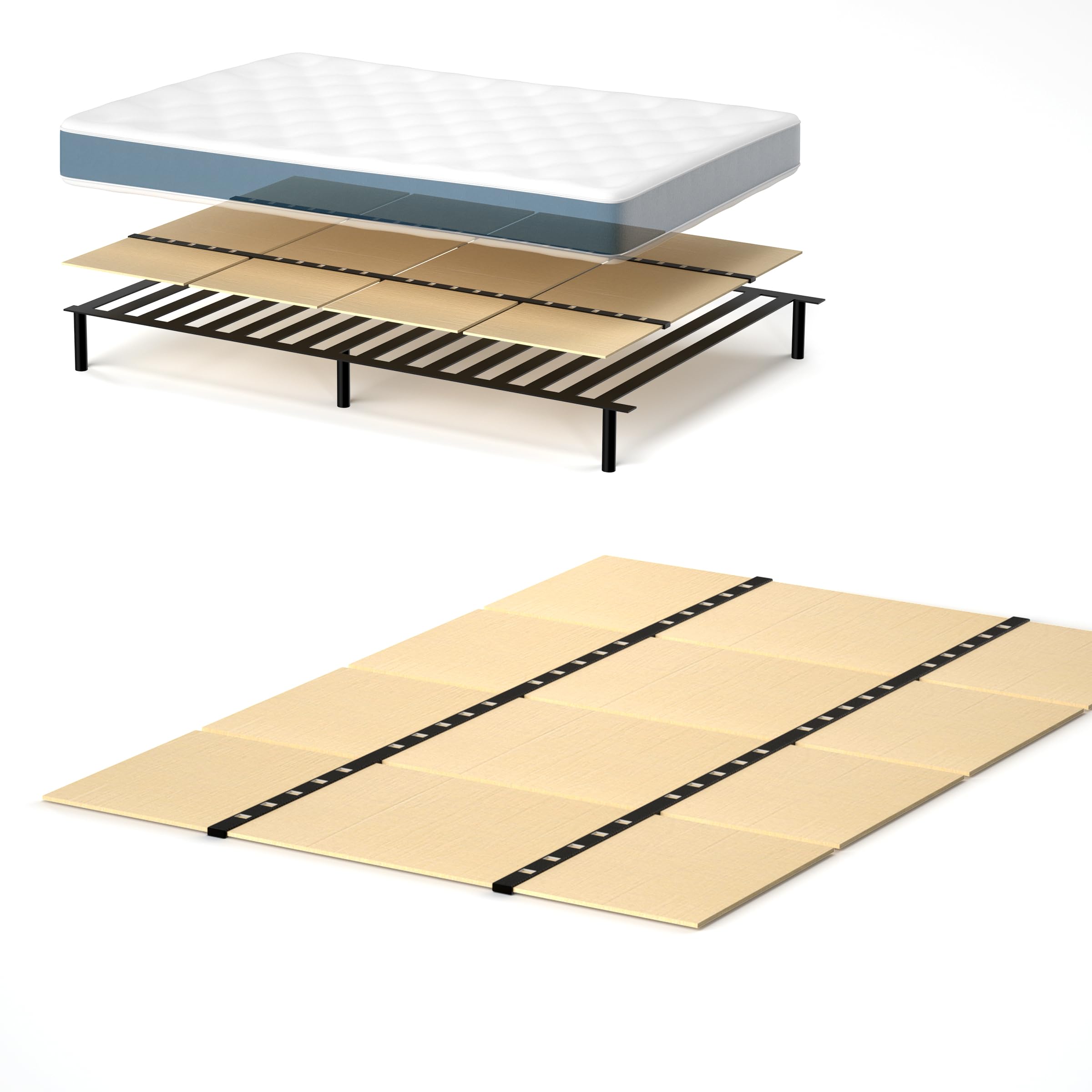 Yarfyk Folding Box Spring, Bed Plate,Queen Bed Board Under Mattress Support,Bed Plate Support Plate, Bed Plate Under, Twin 60"x 30" ﻿