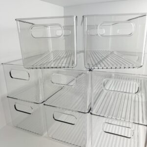 Orderly Elegance Clear Plastic Organizer Bin 16in (L) x 6in (W) x 5in (H) 8 pack