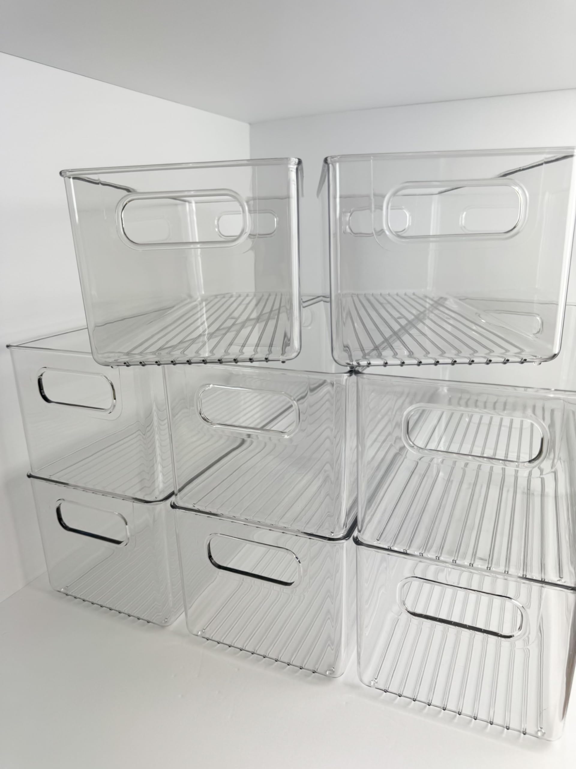 Orderly Elegance Clear Plastic Organizer Bin 16in (L) x 6in (W) x 5in (H) 8 pack